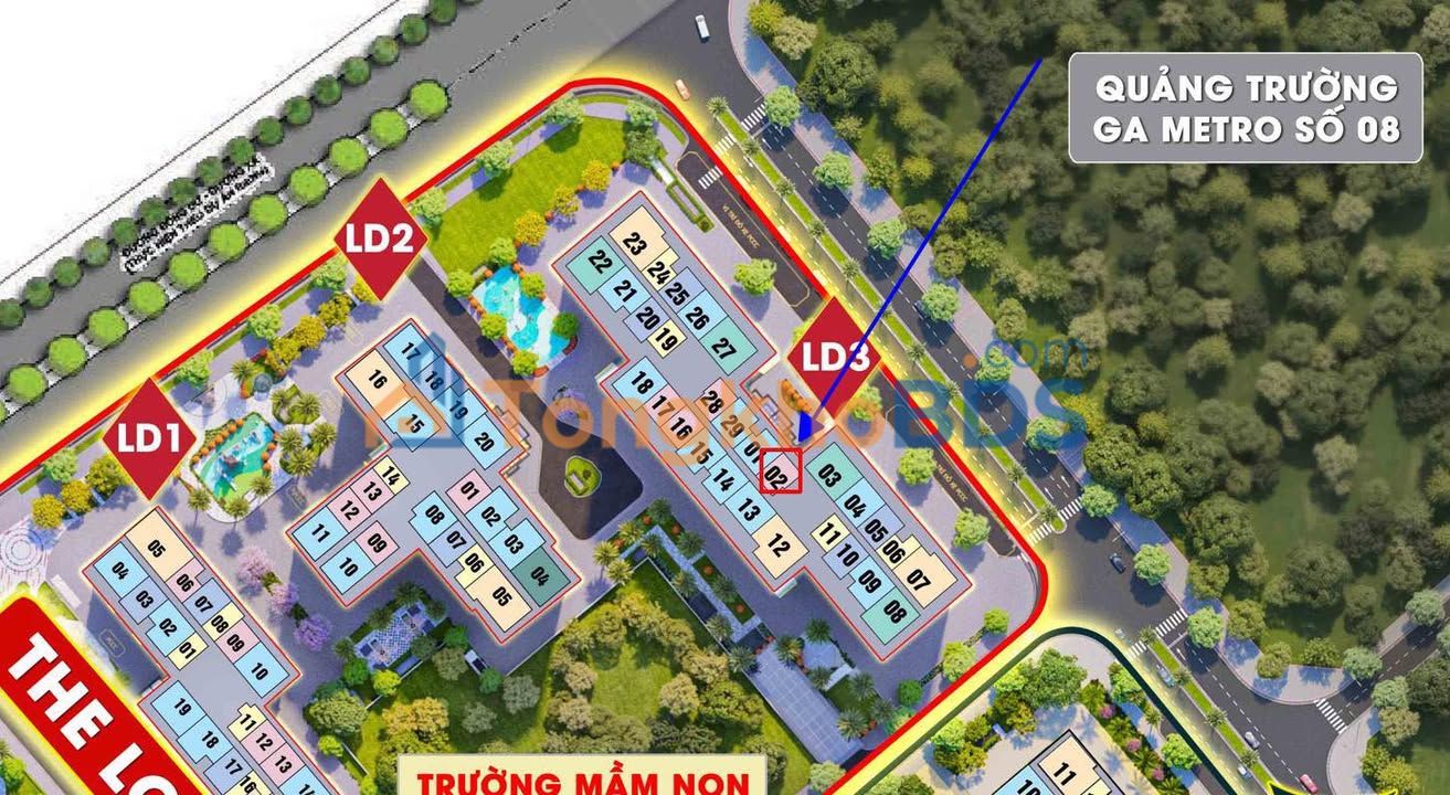 Căn hộ Vinhomes Ocean Park 43m² 3.08 tỷ - View Metro