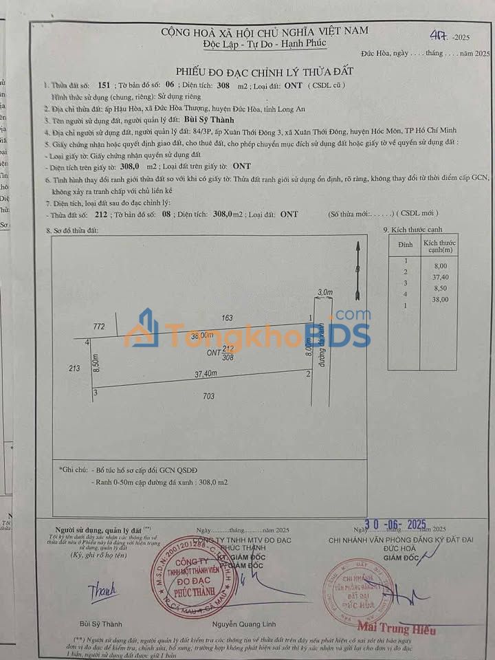 Đất Mỹ Hạnh Nam Đức Hòa 304m² 1.35 tỷ - Sổ hồng sẵn