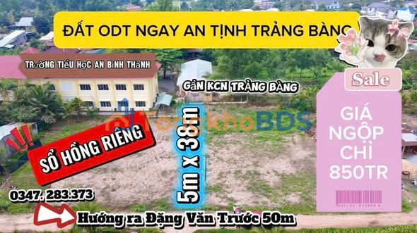 Đất nền An Tịnh Trảng Bàng 190m² 850 triệu - Tiềm năng tăng giá