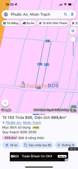 Đất nền Vĩnh Thanh 1000m² - Đường to ô tô