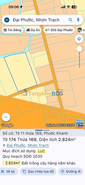 Đất Nhơn Trạch 2.824m2 9,3 tỷ - Sổ hồng chính chủ