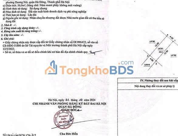 Đất Lê Trọng Tấn Dương Nội 50m² 10 tỷ - Sổ đỏ chính chủ