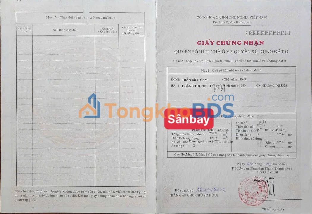 FrontHouse Truong Son Tan Binh 207m2 25.5 ty - Mat tien KD