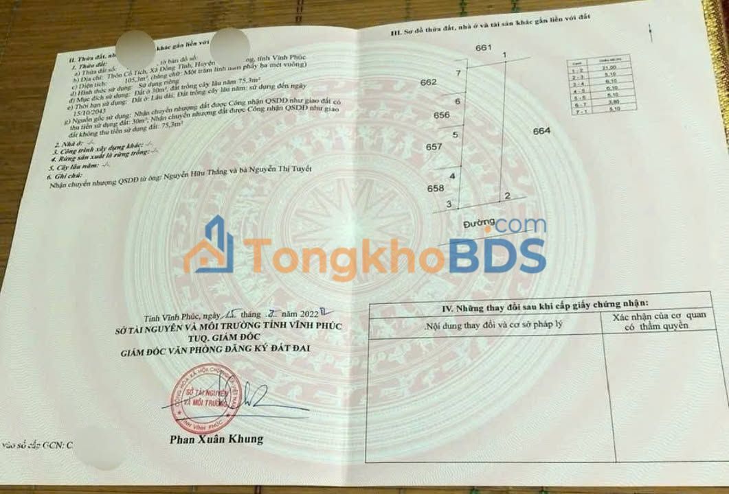 Bán đất Cổ Tích Tam Dương Vĩnh Phúc 105m² - Sổ đỏ thổ cư, ô tô tránh