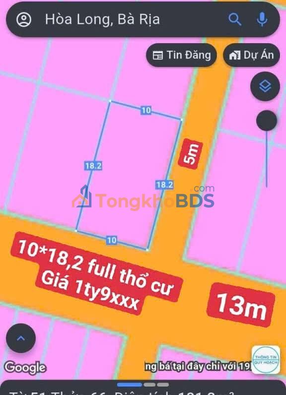 Đất nền Long Tâm Bà Rịa 182m² 1.99 tỷ - Sổ đỏ chính chủ