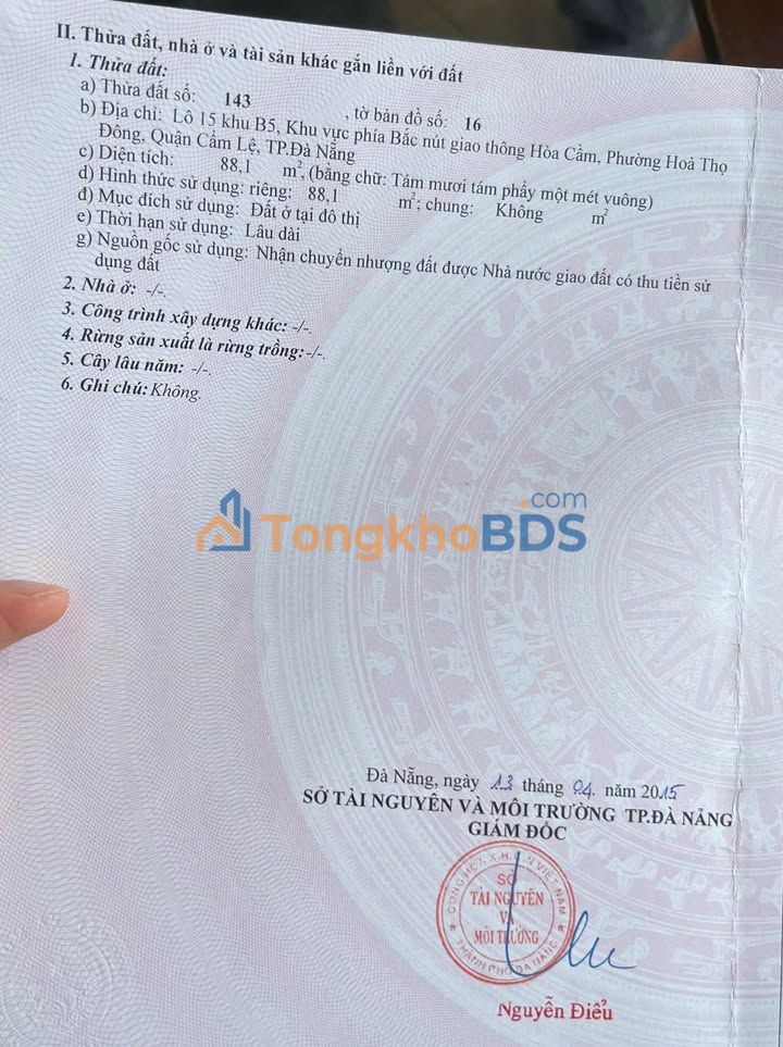 Đất nền Bầu Gia Thượng 2 Cẩm Lệ 90m²/4.9 tỷ - Sổ đỏ chính chủ