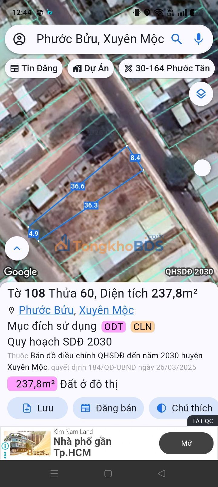 Đất Phước Thuận Xuyên Mộc 176m² giá 2,05 tỷ - Sổ đỏ chính chủ, xây tự do