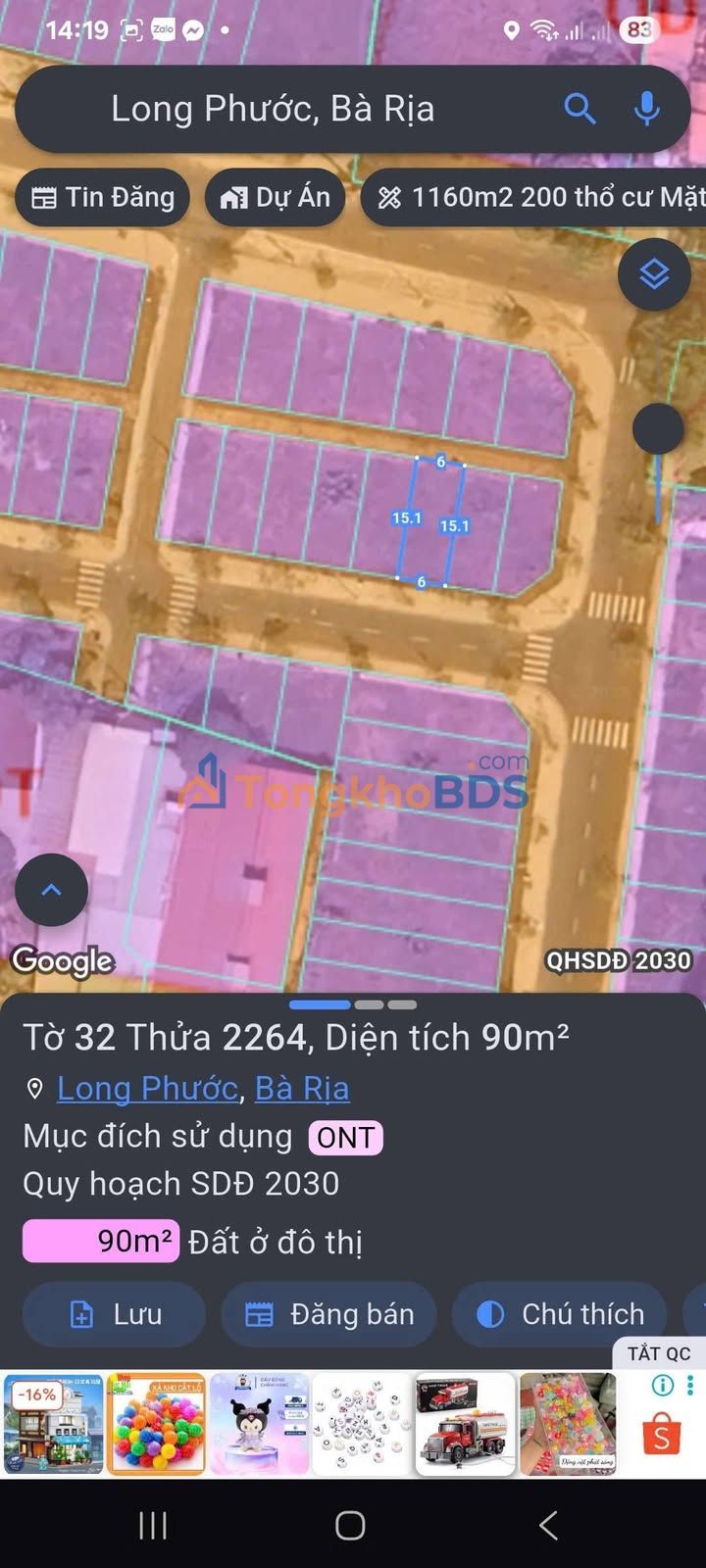 Đất nền Long Phước Bà Rịa 90m² 1,35 tỷ - Sổ đỏ chính chủ