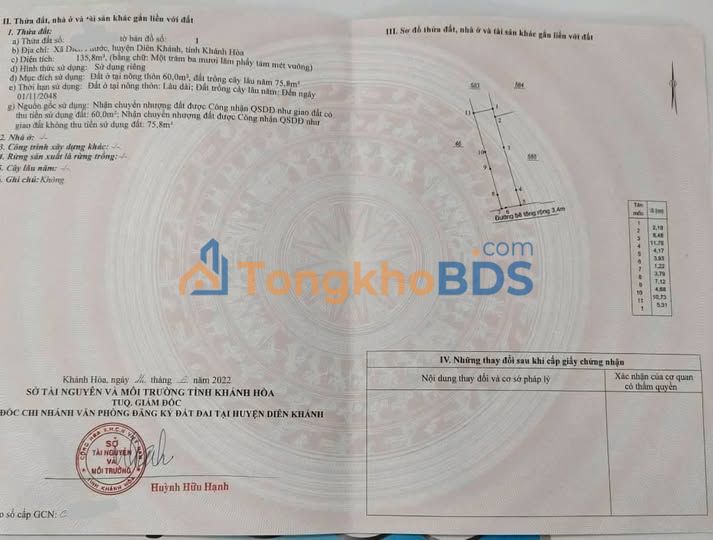 Đất nền Diên Phước 135m² 790 triệu - Sổ đỏ chính chủ