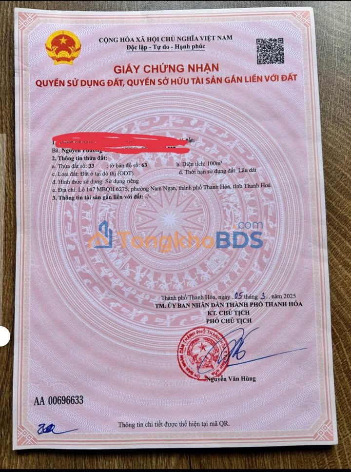 Đất tái định cư Nam Ngạn 100m² 4 tỷ - Sổ đỏ chính chủ