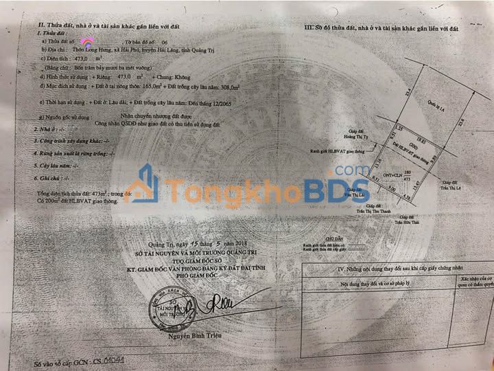 Đất nền Long Hưng Hải Lăng 473m² 3 tỷ - Sổ đỏ chính chủ