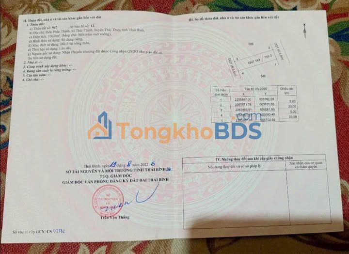 Đất nền Thái Thịnh Thái Thụy 100m² giá 6xx triệu - Đất thổ cư 100%