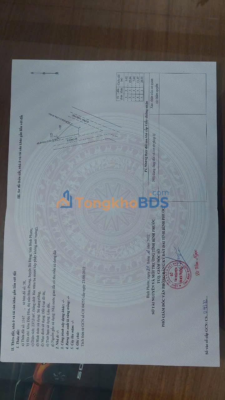 Đất nền Thị trấn Đức Phong 207m² giá thỏa thuận - Sổ đỏ chính chủ