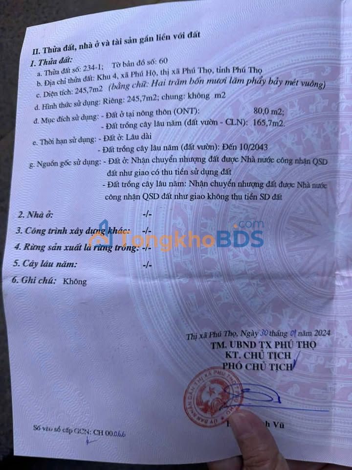 Đất KCN Phú Hà 246m², 1 tỷ - Sổ đỏ chính chủ