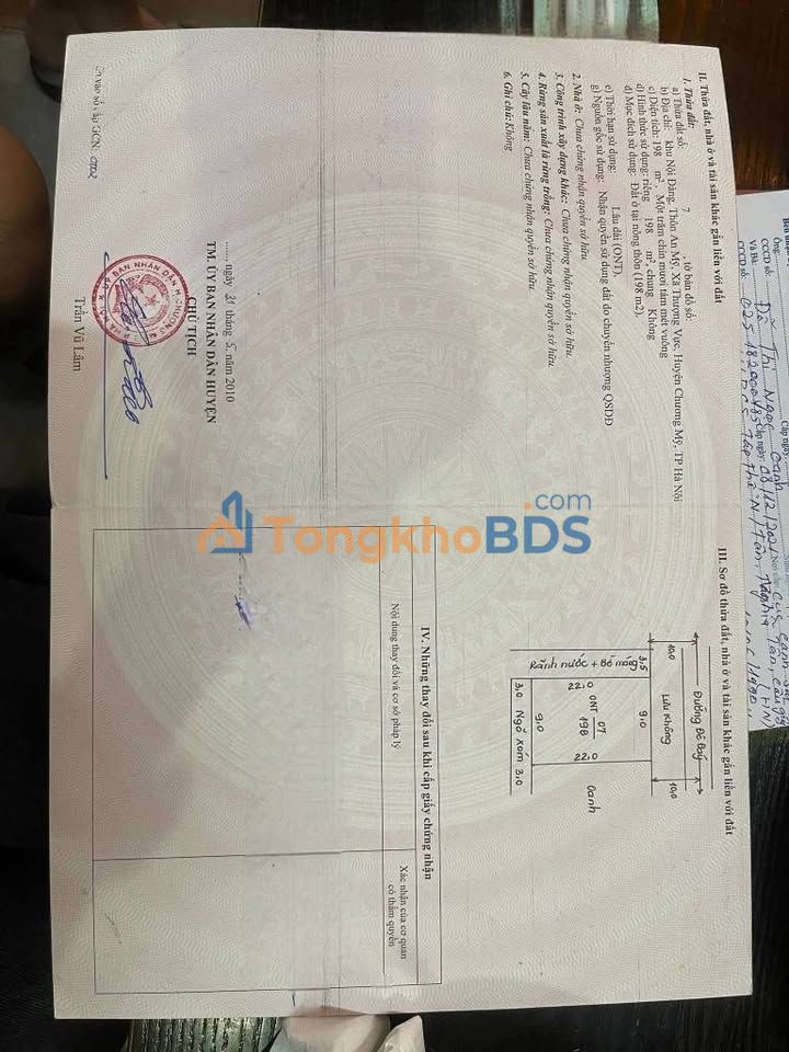 Đất Thôn An Mỹ Chương Mỹ 198m² 3.96 tỷ - Sổ đỏ chính chủ