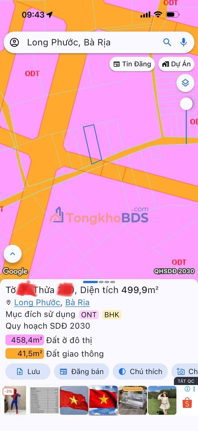 Đất Long Phước Bà Rịa 500m² 2.85 tỷ - Sổ đỏ chính chủ