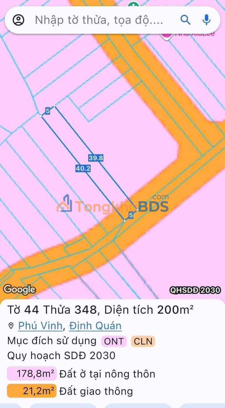 Đất nền Phú Vinh Định Quán 200m² 1.5 tỷ - Sổ đỏ chính chủ