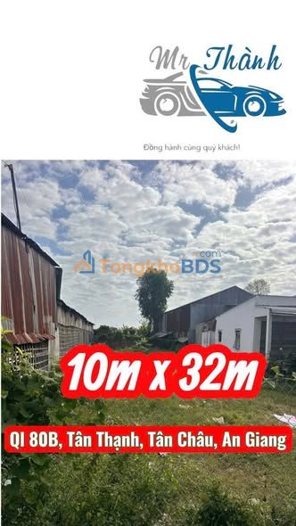 Đất mặt tiền QL80B Tân Thạnh 320m² giá 1.4 tỷ - Đất thổ cư 100%