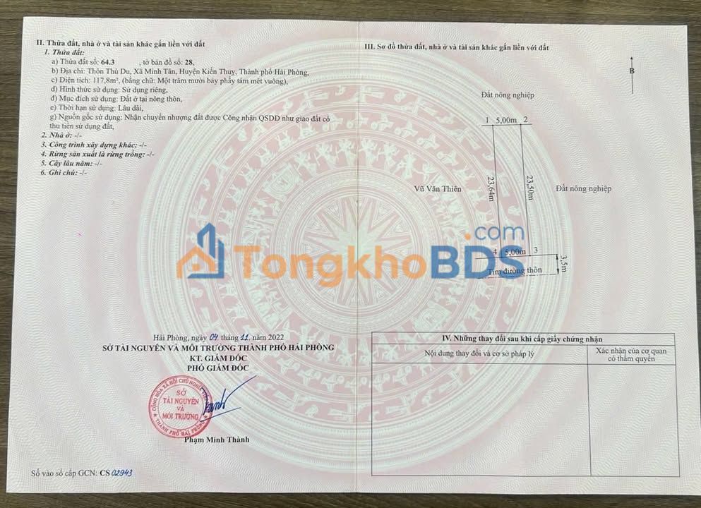Đất nền Thôn Minh Tân Hải Dương 118m² 2 tỷ - Pháp lý rõ ràng