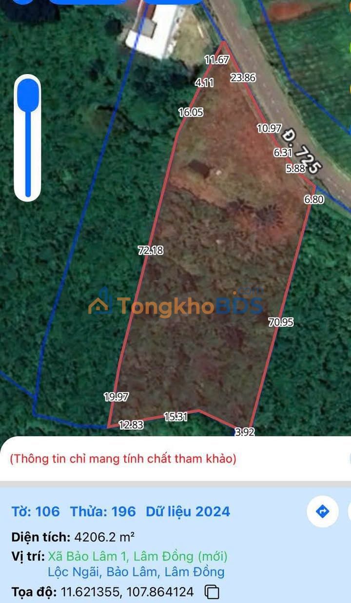 Đất nền TL 725 Lộc Ngãi 1.440m2 – Đường to ô tô