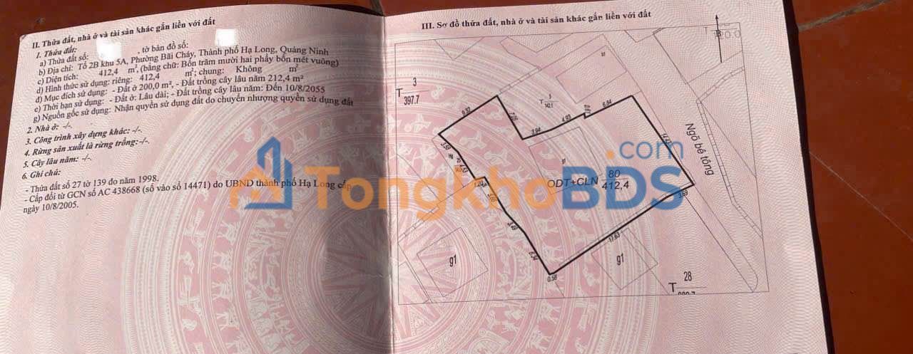 Đất Đường Hậu cần Bãi Cháy 412m² 6 tỷ - Đường to ô tô