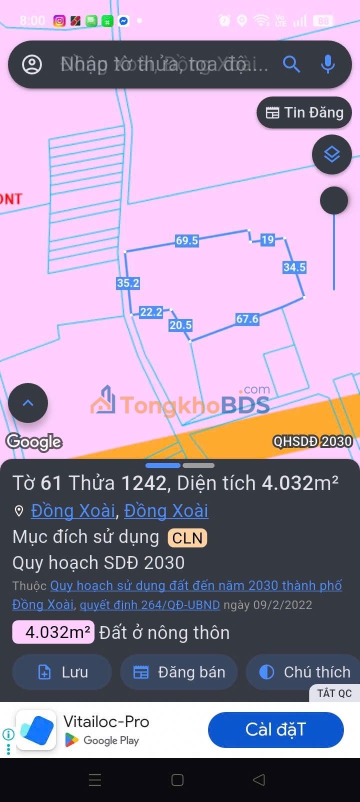 Đất nền Tân Thành Đồng Xoài 4000m² 2 tỷ - Sổ đỏ