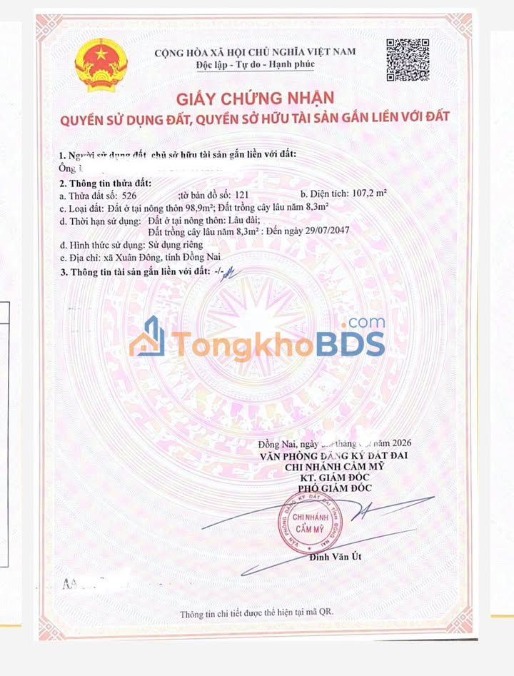 Đất nền Xuân Tây Cẩm Mỹ 110m² giá 100 triệu - Sổ đỏ chính chủ