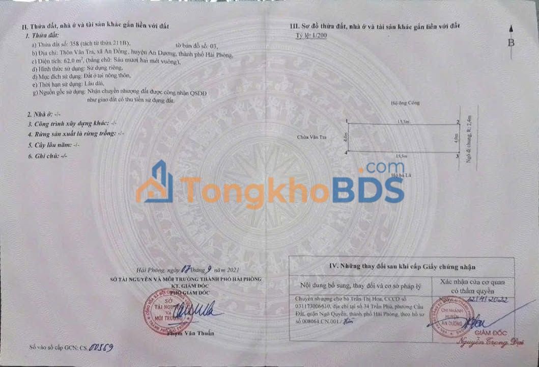 Đất nền An Đồng - An Dương 62m² 13xx - Sổ đỏ chính chủ