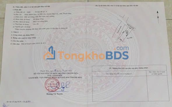 Đất nền Mỹ Lộc Hậu Lộc 200m² - Đường to ô tô 2 mặt tiền