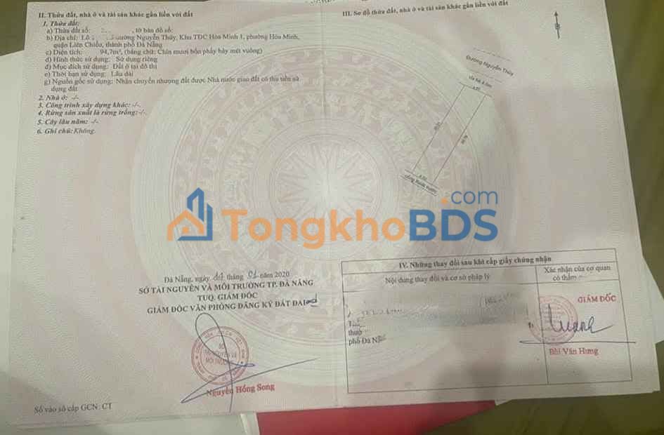 Đất nền Nguyễn Thúy Hòa Minh 94m² - Sổ đỏ chính chủ