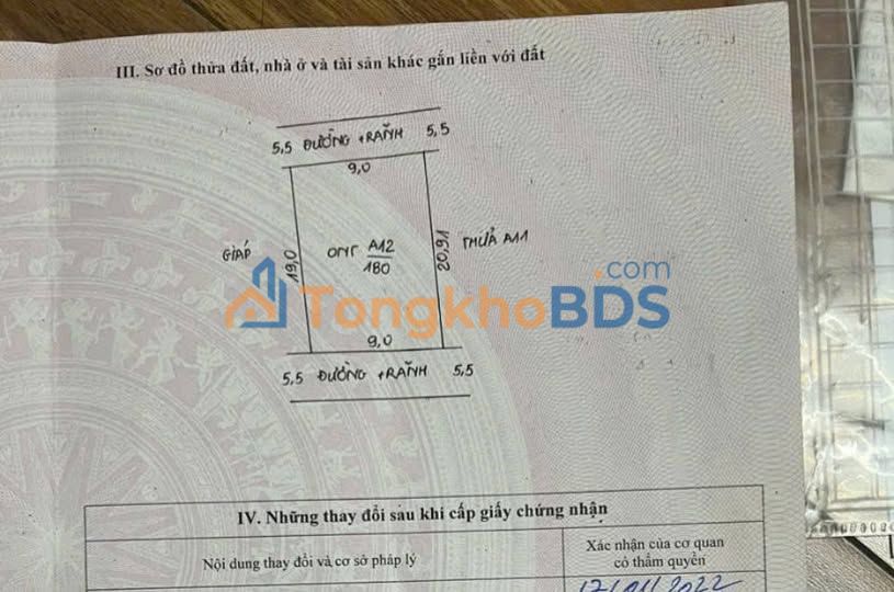 Đất nền Tiên Phương 180m² giá thỏa thuận - Sổ đỏ chính chủ