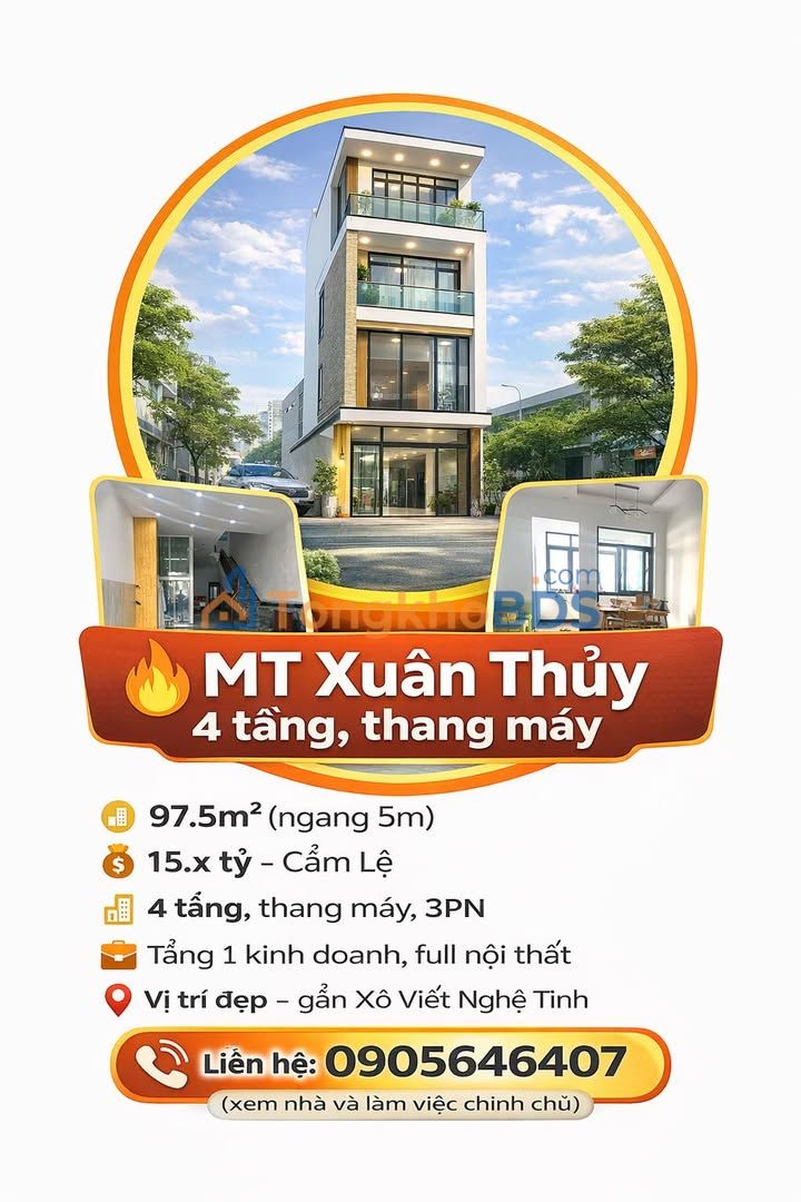 Nhà mặt tiền Xuân Thủy Cẩm Lệ 98m² 15 tỷ - Chính chủ bán