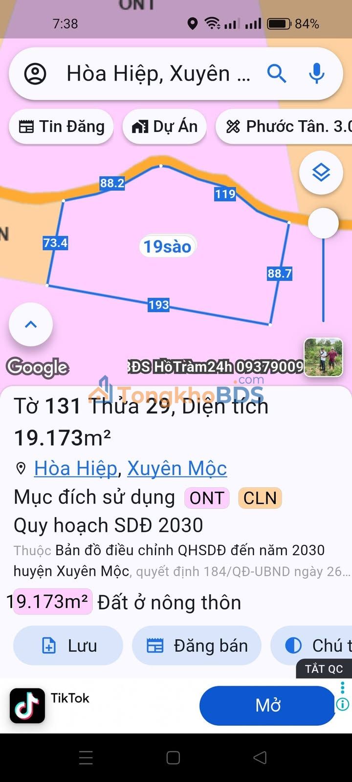 Đất nền Xã Hòa Hiệp 19.000m² - Sổ đỏ chính chủ