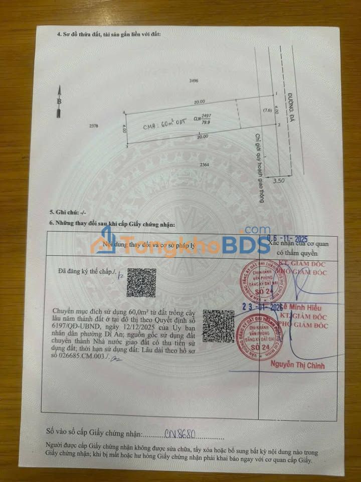 Đất nền Dĩ An 80m² giá 3,25 tỷ - Sổ đỏ chính chủ