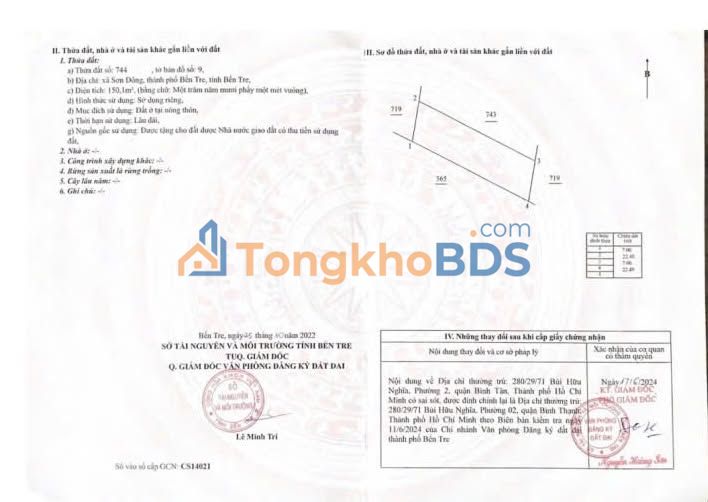 Đất nền Sơn Đông Vĩnh Long 150m² 750 triệu - Đất thổ cư 100%