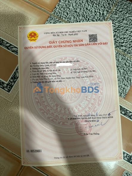 Bán Đất Thái Thụy, Thái Bình 68.8m² - Sẵn Sổ, Giá 300 Triệu