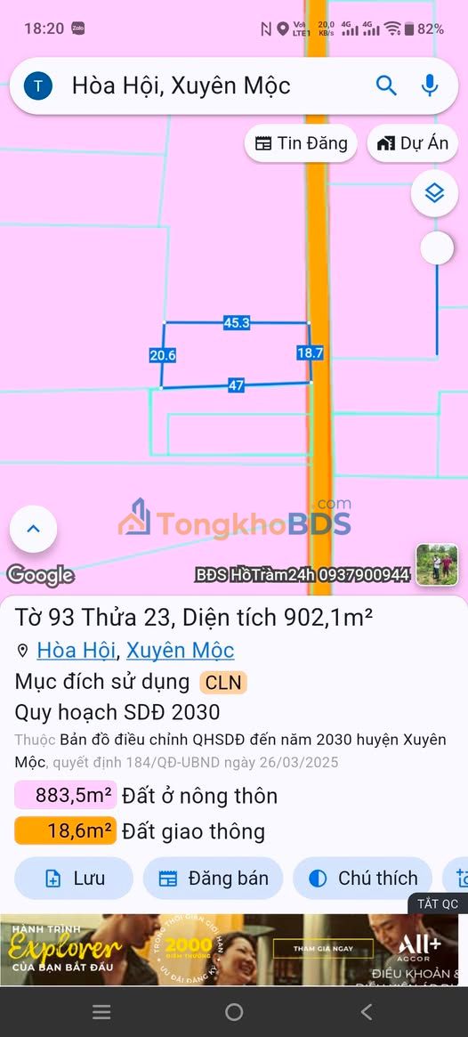 Đất nền Hòa Hội 846m² 1.7 tỷ - Sổ đỏ chính chủ