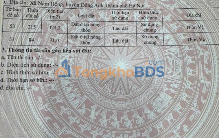 Đất nền Thôn Vệ - Đại Thịnh Mê Linh 321m² sổ đỏ chính chủ