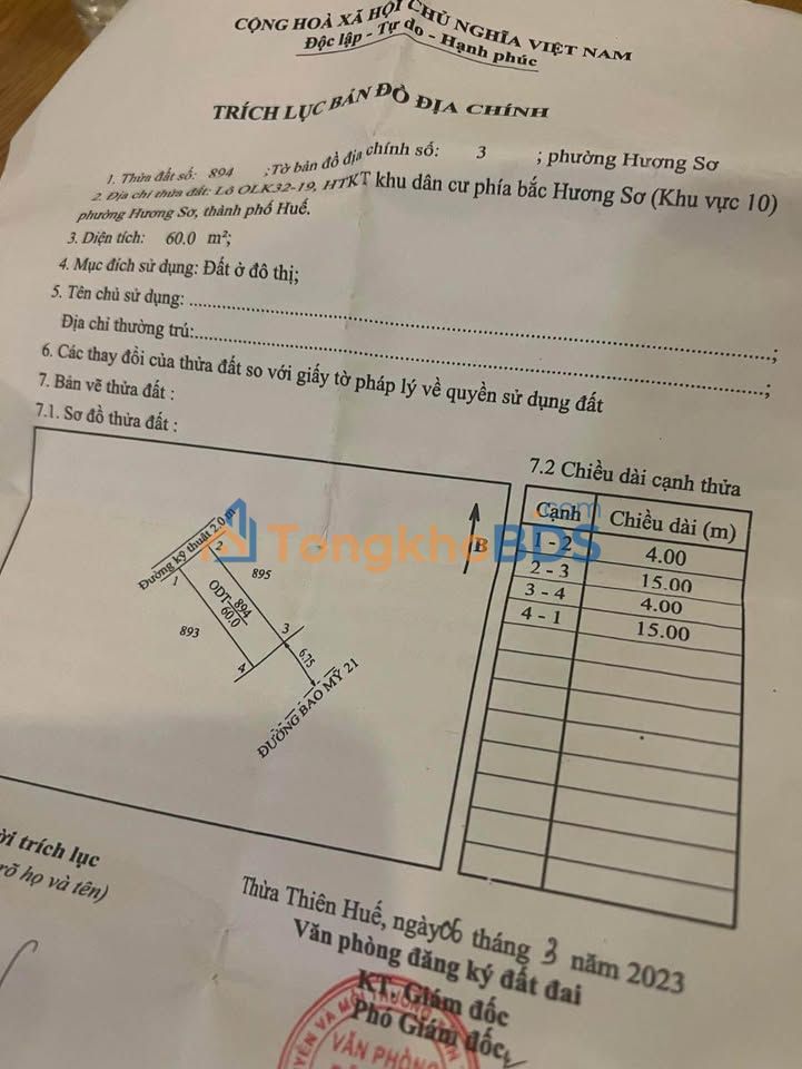 Đất nền Hương Sơ Huế 60m² 1.32 tỷ - Hạ tầng hoàn thiện