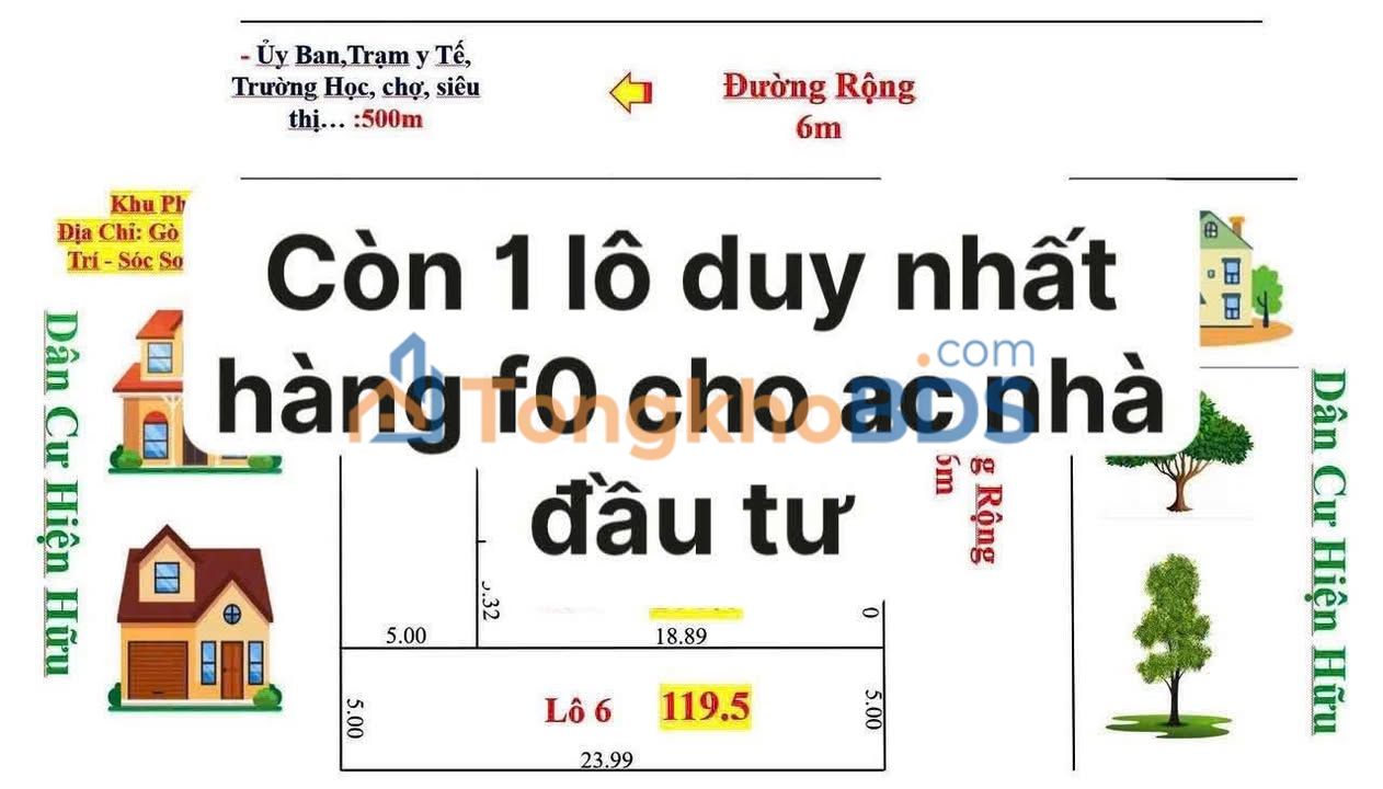 Đất nền Gò Gạo Sóc Sơn 119,5m² giá tốt - Sổ đỏ chính chủ