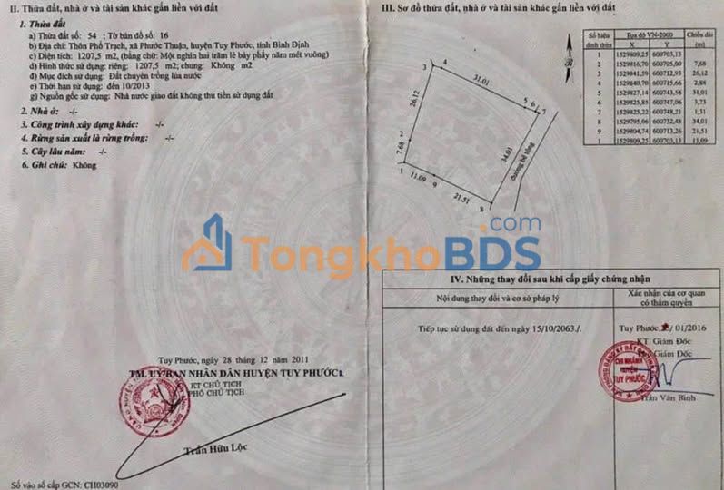 Đất ruộng Phước Thuận 2000m² 600 triệu - Pháp lý rõ ràng