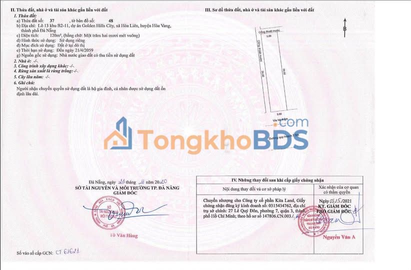 Đất nền Golden Hill Đà Nẵng 120m² - Sổ đỏ sẵn, giá chỉ 26 triệu/m²