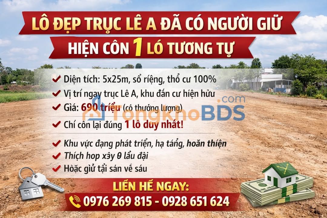 Đất nền Biên Hòa Lê A 125m² 690 triệu - Sổ đỏ chính chủ