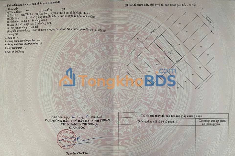 Đất nền Ninh Sơn 311m² 500.5 triệu - Sổ đỏ chính chủ