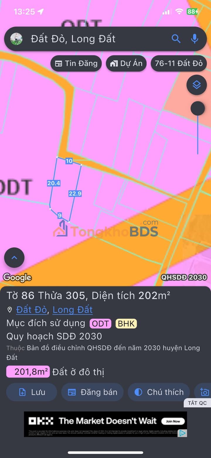 Đất nền Đất Đỏ 202m² giá 1.38 tỷ - Xây dựng tự do