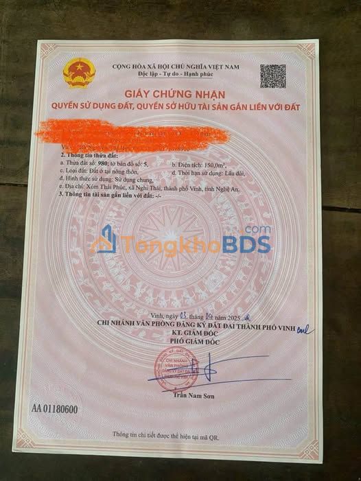 Đất nền Nghi Vạn Nghi Lộc 150m² 2.25 tỷ - Sổ đỏ chính chủ