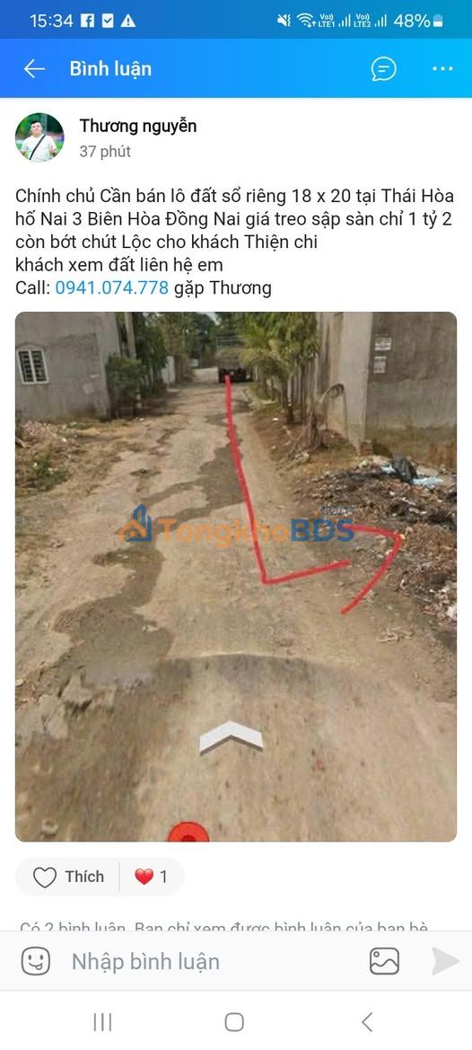 Đất nền Tân Hòa Biên Hòa 360m² 1.2 tỷ - Sổ đỏ chính chủ