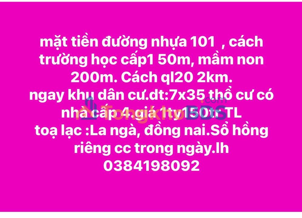 Đất nền La Ngà 245m² 1.15 tỷ - Sổ hồng riêng giao dịch