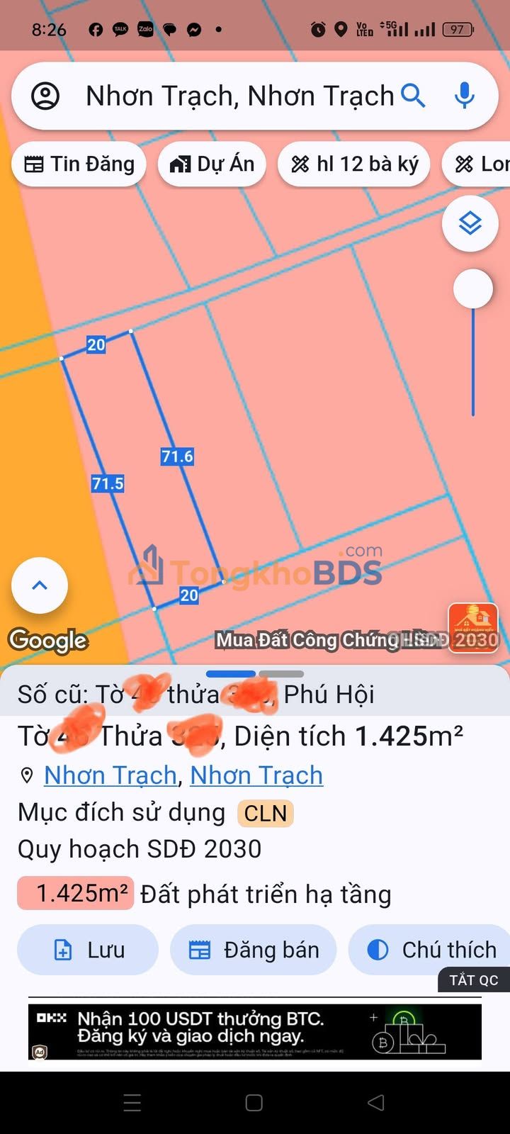Đất nền Nhơn Trạch 2989m² 4,48 tỷ - Sổ đỏ chính chủ