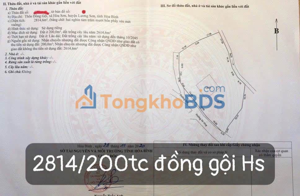 Land Đồng Gội Hòa Sơn 2.814m² - Tiềm năng tăng giá